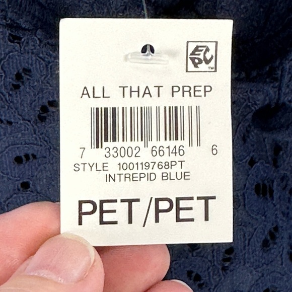 Charter Club V Neck Cap Sleeve Tassel Trim Lace Sheath Dress - Blue - size PP - Picture 9 of 9